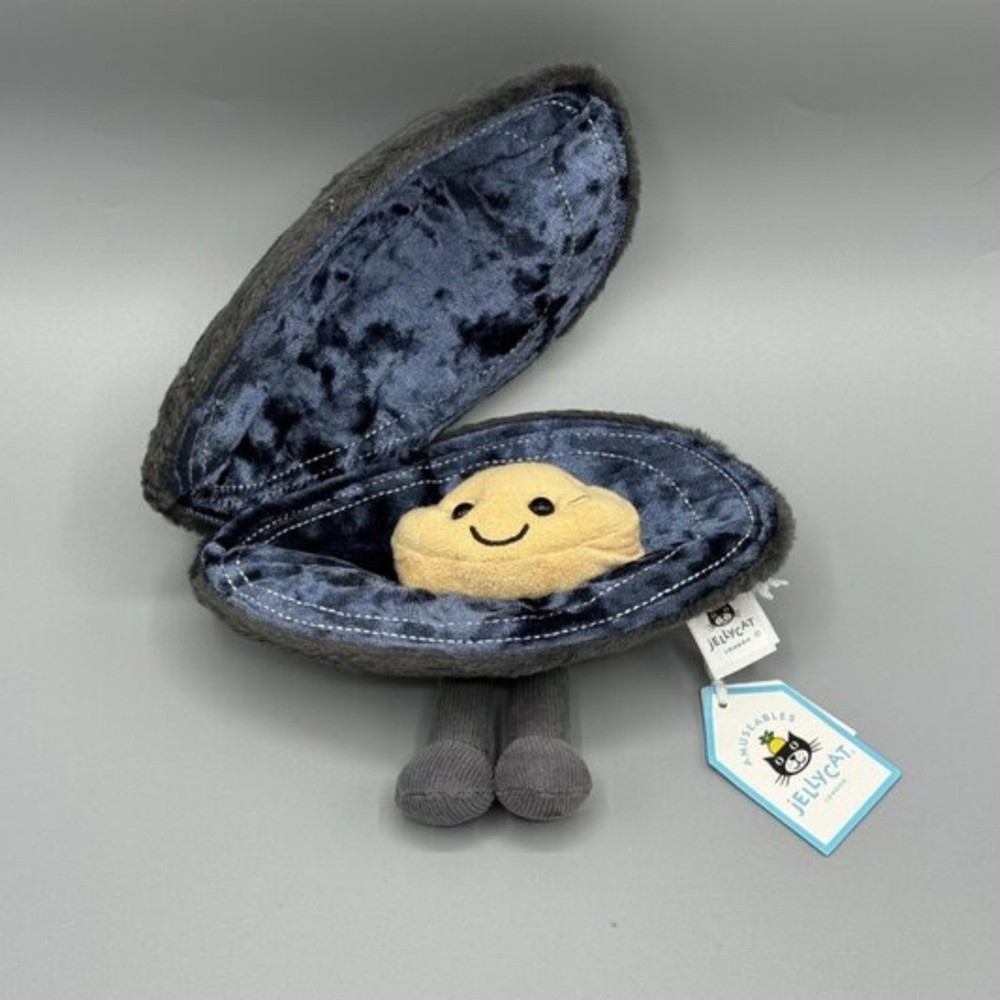 Jellycat Gray and Blue Oyster Plush